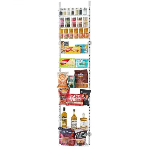 VEVOR Vorratsschrank Speisekammer-Organizer Aufbewahrung über der Tür, 9-stufige Gewürzregale zum Aufhängen aus Stahl, verstellbare Lagerregale für die Wand, für Zuhause Küche Badezimmer, Weiß – Bild 8
