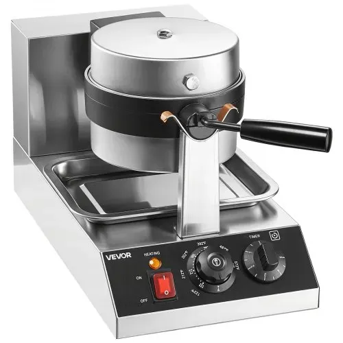 VEVOR Rundes Waffeleisen Waffel 1300 W, Kontaktgrill Belgische Waffeleisen 4 Stk. Edelstahl Waffeln Automat inkl. Lebensmittelclip & Bürsten & Verbrühungssicherer Griff, für Cafés, Restaurant usw. – Bild 9