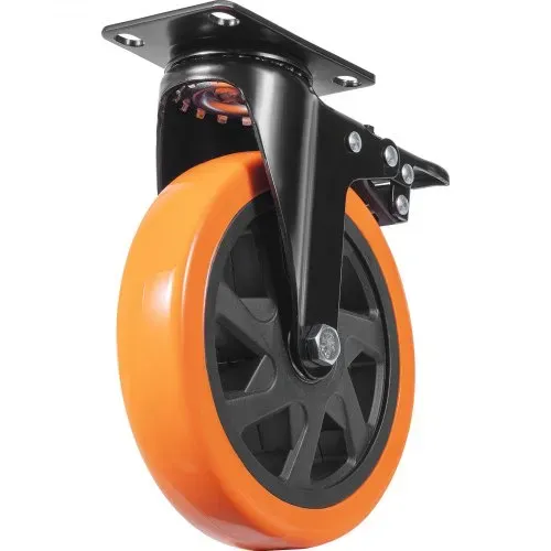 VEVOR Möbelrollen 4er-Set Lenkrollen PVC φ152,4mm Laufrollen 1.270kg Tragfähigkeit Transportrollen mit A/B-Bremsen Kastenrollen 360° Drehbar Schwerlastrollen für Häusern Büros Studios Fabriken – Bild 9