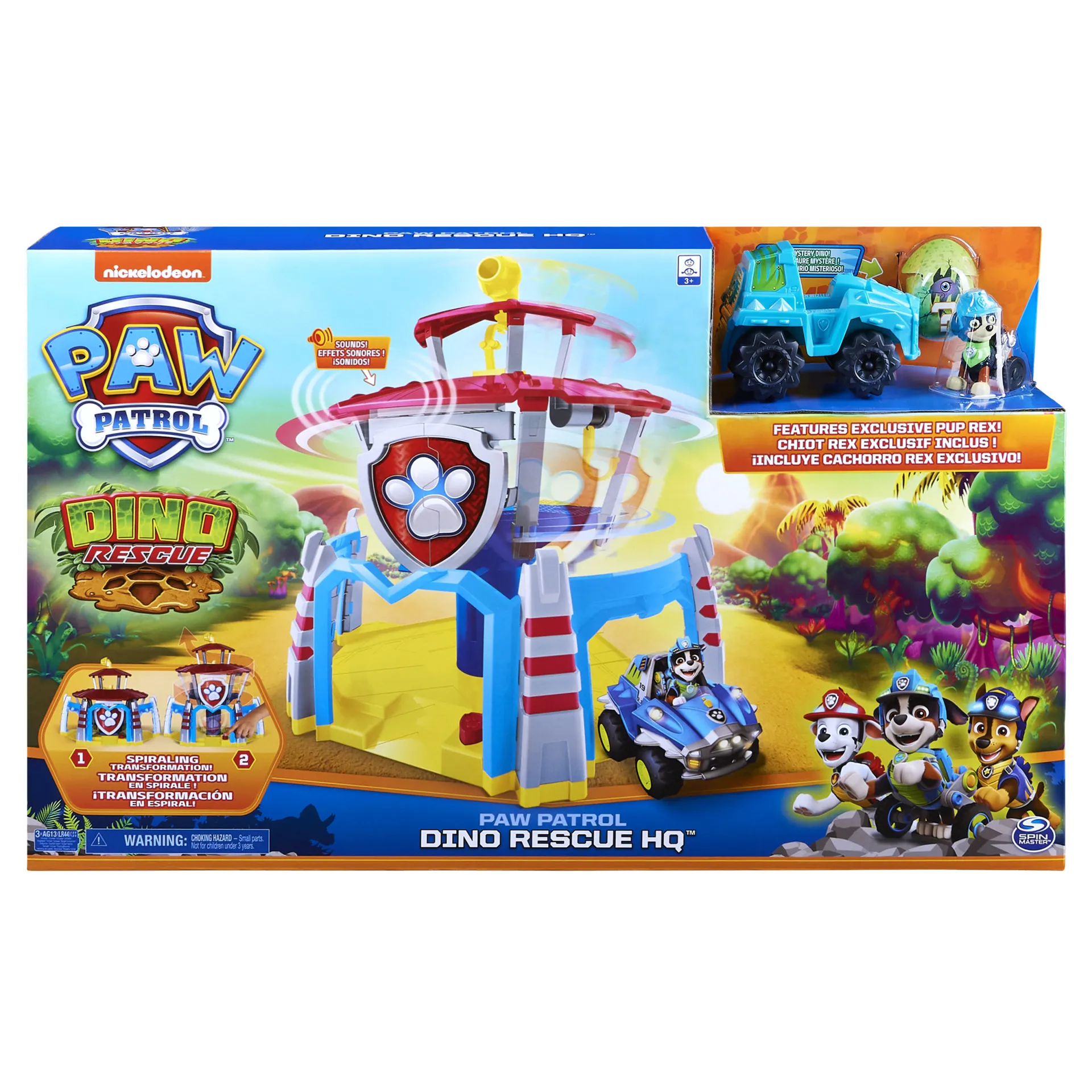 PAW Patrol Dino Rescue Hauptquartier-Spielset mit Geräuschen sowie exklusiver Rex-Figur und Fahrzeug, Spielzeug für Kinder ab 3 Jahren – Bild 2