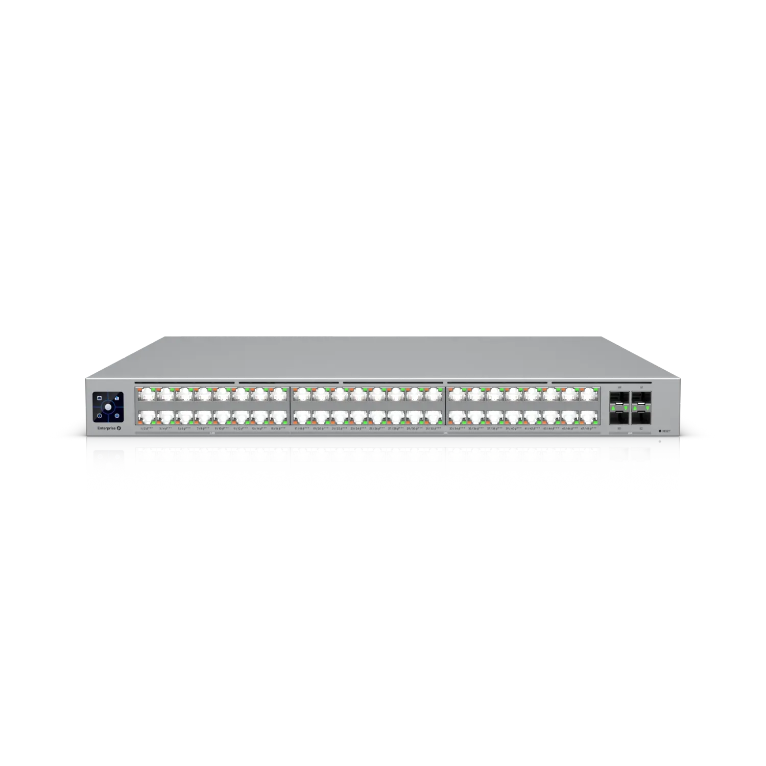 Ubiquiti Switch full managed Layer3 52 Port • 32x 10GbE • 16x 2,5GbE • PoE Budget 950W • 48x PoE bt • 4x SFP28 • 19″ • UniFi • ECS-48-PoE Ubiquiti Switch full managed Layer3 52 Port • 32x 10GbE • 16x 2,5GbE • PoE Budget 950W • 48x PoE bt • 4x SFP28 • 19″ • UniFi • ECS-48-PoE