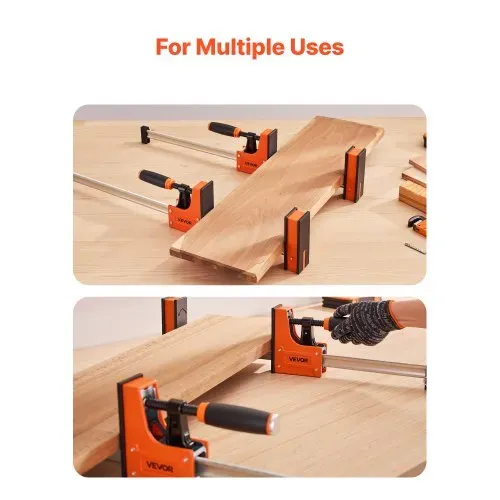 VEVOR Stangenklemmen für Holzbearbeitung 2 Stk. 60,96 cm Öffnung, Parallelklemmen-Set, F-Klemme mit 680 kg Belastungsgrenze, 98,4 mm Tiefe, Kunststoff & Karbonstahl, Metallbearbeitung Orange – Bild 5
