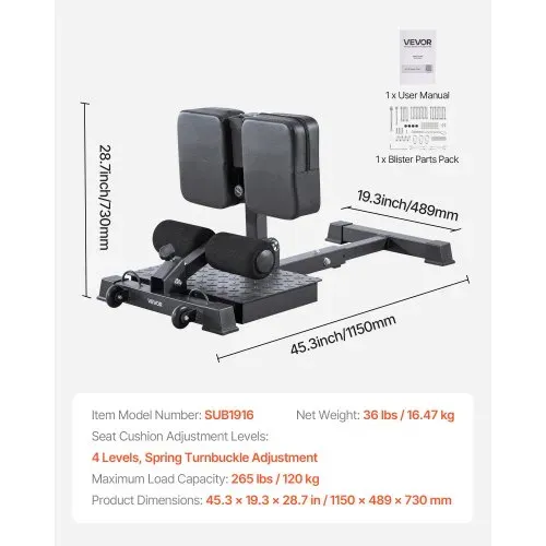 VEVOR Sissy Squat Maschine, multifunktionales Deep Sissy Squat Bench für Beinmuskeltraining, faltbarer Kniebeugentrainer für Rumpf Taille Gesäß, Beintrainingsgerät für Heim-Fitnessstudio – Bild 6