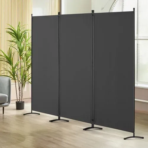 VEVOR Raumteiler Trennwand 3-teiliger Paravent Stellwand, faltbarer Sichtschutz für Büro Schlafzimmer Esszimmer Arbeitszimmer Balkon, Raumtrenner freistehend (228 x 52 x 184 cm), Grau – Bild 7