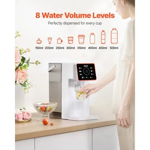 VEVOR Instant-Heißwasserspender, kochend heißer Wasserspender mit 6 einstellbaren Temperaturen & 8 Wassermengen & 3 L abnehmbarem Wassertank, schnelles Aufheizen mit Touchscreen und Kindersicherung – Bild 3