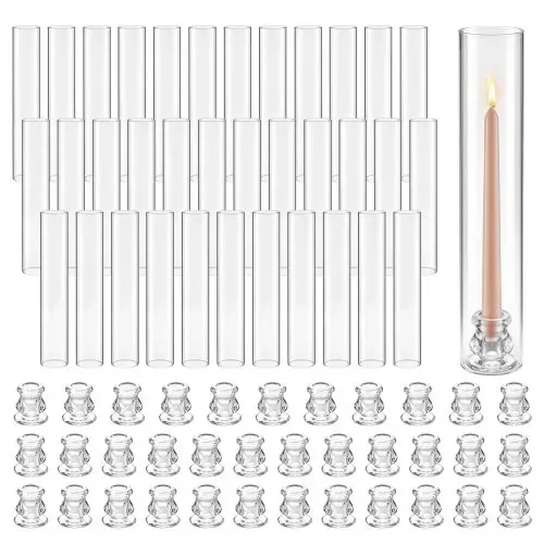 VEVOR 36 Stk. Glaszylinder für Kerzen Set, Hurricane Kerzenhalter 65x350mm, Kerzengläser aus Borosilikatglas, Bodenlose Kerzenschatten, Windfeste Kerzenhalterhülle für Hochzeit Weihnachten Party Deko – Bild 9