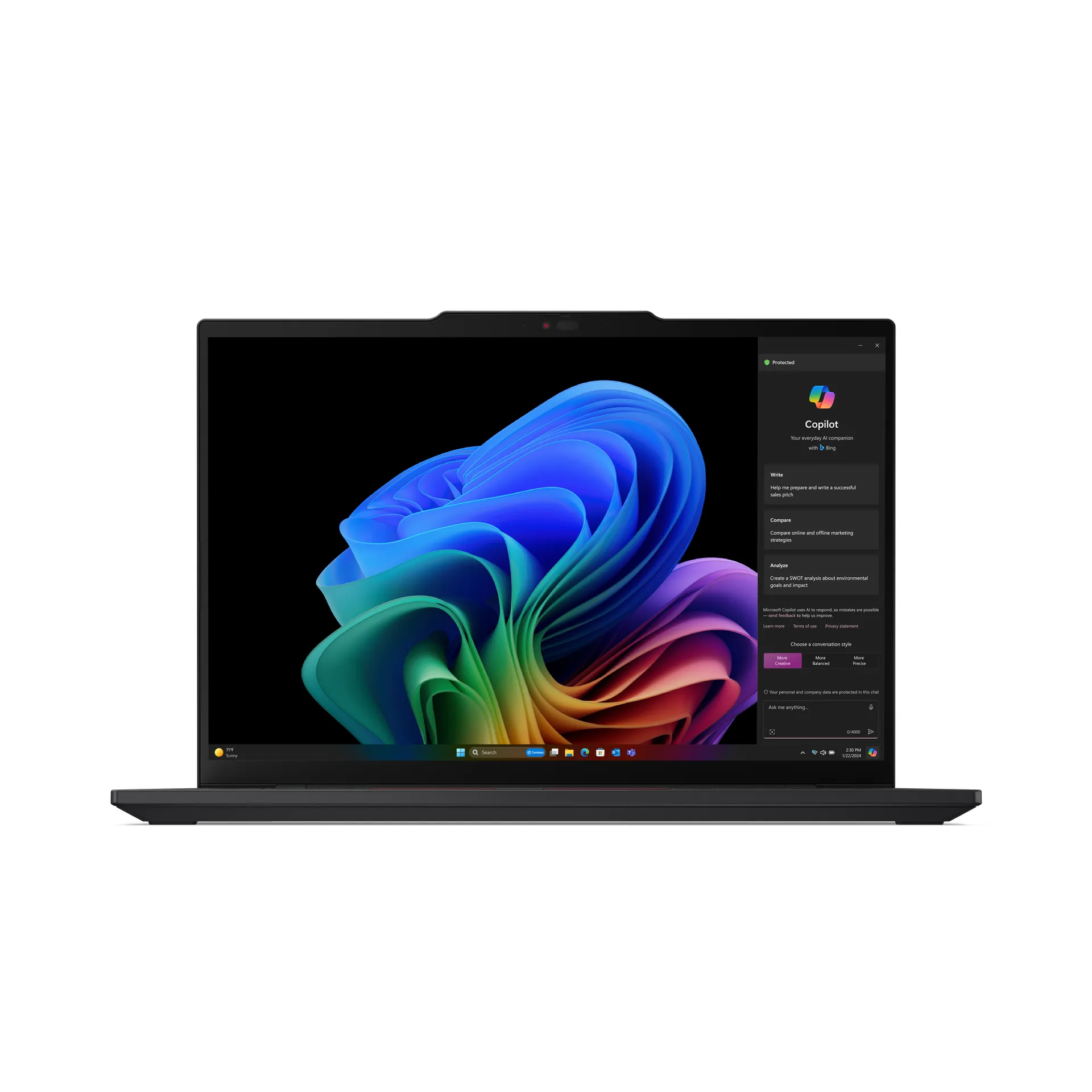 Lenovo ThinkPad T14s Gen 6 (Snapdragon) Copilot+ PC X1E-78-100 Laptop 35,6 cm (14") WUXGA 32 GB LPDDR5x-SDRAM 1 TB SSD Wi-Fi 7 (802.11be) Windows 11 Pro Deutsch Schwarz – Bild 2