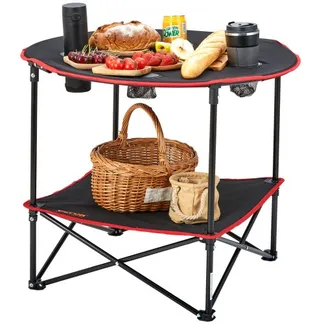 VEVOR Klapptisch Campingtisch 720x720x610 mm, Zusammenklappbarer Gartentisch 2-lagiger Balkontisch Mehrzwecktisch mit 4 Getränkehaltern 25 kg Belastbar Camping Tisch Falttisch Tragbar Oxford-Stoff VEVOR Klapptisch Campingtisch 720x720x610 mm, Zusammenklappbarer Gartentisch 2-lagiger Balkontisch Mehrzwecktisch mit 4 Getränkehaltern 25 kg Belastbar Camping Tisch Falttisch Tragbar Oxford-Stoff