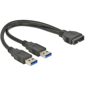 USB 3.2 Gen 1 Adapter, USB Pfostenstecker > 2x USB-A Stecker USB 3.2 Gen 1 Adapter, USB Pfostenstecker > 2x USB-A Stecker