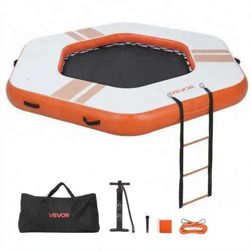 VEVOR Aufblasbares Schwimmdock, 2,6x2,6 m, Schwimmplattform mit Rutschfester Oberfläche, Tragetasche & Abnehmbarer Leiter, Schwimmende Insel, Wasserplattform für Pool, Strand & Meer, Orange – Bild 8