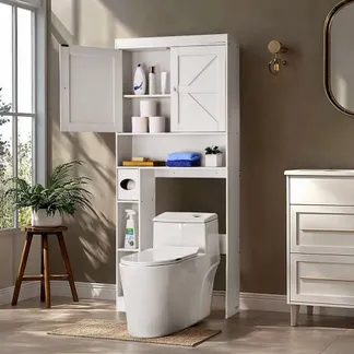 VEVOR Toilettenschrank Badezimmerschrank mit Doppeltür & verstellbarem Regal, platzsparender 3-stöckiger Badschrank über der Toilette mit offenem Regal, 1713x815x195 mm Aufbewahrungsschrank Weiß VEVOR Toilettenschrank Badezimmerschrank mit Doppeltür & verstellbarem Regal, platzsparender 3-stöckiger Badschrank über der Toilette mit offenem Regal, 1713x815x195 mm Aufbewahrungsschrank Weiß