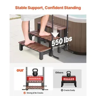 VEVOR Badewannenstufe Pooltreppe 3-stufige Wohnmobiltreppe, 640,08 mm breite Außentreppe für oberirdische/aufblasbare Pools mit 249,48 kg Tragkraft, vielseitig einsetzbar für Veranda Terrasse VEVOR Badewannenstufe Pooltreppe 3-stufige Wohnmobiltreppe, 640,08 mm breite Außentreppe für oberirdische/aufblasbare Pools mit 249,48 kg Tragkraft, vielseitig einsetzbar für Veranda Terrasse