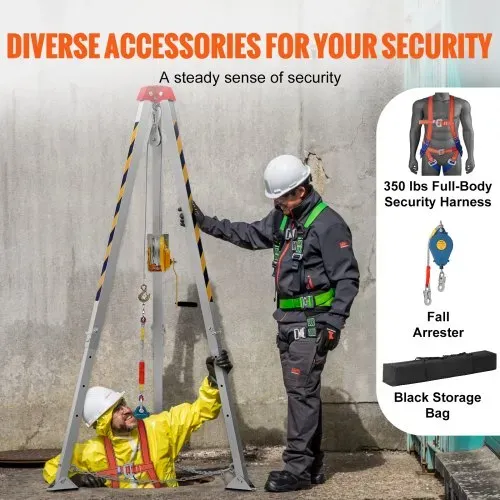 VEVOR Stativ-Set 544,31kg Winde Stativ mit 2,1 m Beinen und 30 m Kabel Rettungsstativ für beengte Räume 10 m Absturzsicherung Auffanggurt Aufbewahrungstasche für herkömmliche beengte Räume – Bild 3