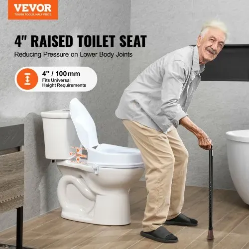 VEVOR Toilettensitzerhöhung Erhöhter Toilettensitz, 10 cm, 136 kg Tragkraft, Universelle Toilettensitzerhöhung, Schraubstangenverriegelung, mit Toilettensitz, für Behinderte, Patienten, Schwangere VEVOR Toilettensitzerhöhung Erhöhter Toilettensitz, 10 cm, 136 kg Tragkraft, Universelle Toilettensitzerhöhung, Schraubstangenverriegelung, mit Toilettensitz, für Behinderte, Patienten, Schwangere