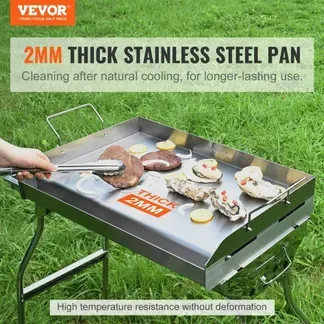 VEVOR Grillplatte 430 Edelstahl 58,7 x 39,5 x 9,9 cm – Universal Grillplatte 2 mm Dicke Verwendbar, Outdoor BBQ Party Grillplatte mit Griff Gasgrill für Gasgrill, Kohlegrill & Elektrogrill Zubehör VEVOR Grillplatte 430 Edelstahl 58,7 x 39,5 x 9,9 cm – Universal Grillplatte 2 mm Dicke Verwendbar, Outdoor BBQ Party Grillplatte mit Griff Gasgrill für Gasgrill, Kohlegrill & Elektrogrill Zubehör