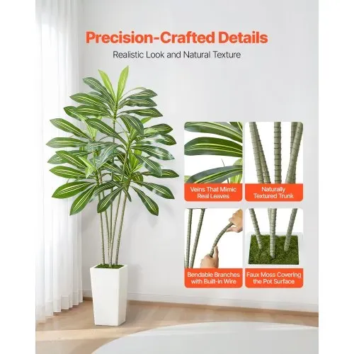 VEVOR Künstlicher Dracaena-Baum, 1,8 m, Drachenbaum, tropische Pflanzen mit weißem, hohem Pflanzgefäß, Kunstseidenpflanze im Topf, große Bäume für Veranden, Wohnzimmer, Terrassen Zuhause, Büro VEVOR Künstlicher Dracaena-Baum, 1,8 m, Drachenbaum, tropische Pflanzen mit weißem, hohem Pflanzgefäß, Kunstseidenpflanze im Topf, große Bäume für Veranden, Wohnzimmer, Terrassen Zuhause, Büro