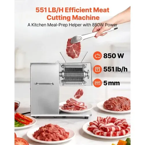 VEVOR Fleischschneidemaschine 850 W, Fleischschneider 5 mm Schnittstärke, Ideal zum Zerkleinern von Fleisch ohne Knochen & Weichem Gemüse, Schneidemaschine für Küche, Restaurant & Supermarkt VEVOR Fleischschneidemaschine 850 W, Fleischschneider 5 mm Schnittstärke, Ideal zum Zerkleinern von Fleisch ohne Knochen & Weichem Gemüse, Schneidemaschine für Küche, Restaurant & Supermarkt