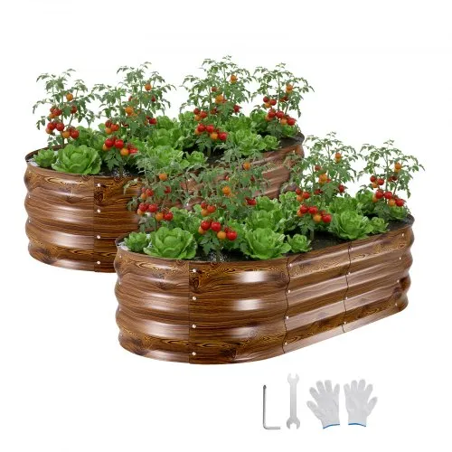 VEVOR Hochbeet Metall 2er-Pack 120x60x30 cm, Ovales Gartenbeet, Pflanzkasten-Set für den Außenbereich, Gemüsebeet mit Handschuhen, Blumenbeet Bodenlos, Pflanzbeet für Blumen & Gemüse VEVOR Hochbeet Metall 2er-Pack 120x60x30 cm, Ovales Gartenbeet, Pflanzkasten-Set für den Außenbereich, Gemüsebeet mit Handschuhen, Blumenbeet Bodenlos, Pflanzbeet für Blumen & Gemüse