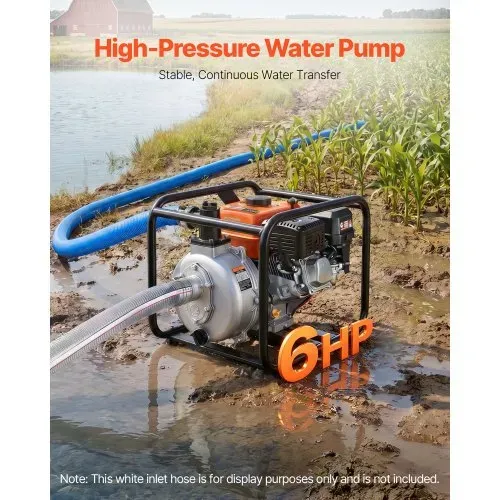 VEVOR Benzin Wasserpumpe 49,9 m Förderhöhe, Schmutzwasserpumpe 6 PS, Tragbare Motorpumpe, Benzinmotor mit 762 cm Auslassschlauch, Gusseisenlaufrad, Gartenpumpe für Bewässerung, Teiche & Pools VEVOR Benzin Wasserpumpe 49,9 m Förderhöhe, Schmutzwasserpumpe 6 PS, Tragbare Motorpumpe, Benzinmotor mit 762 cm Auslassschlauch, Gusseisenlaufrad, Gartenpumpe für Bewässerung, Teiche & Pools