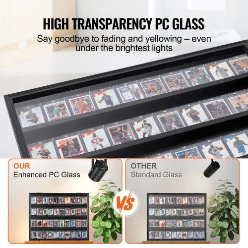 VEVOR Vitrine für Sportkarten in 36 verschiedenen Ausführungen, 77,5x61,7x5,5cm Präsentationsrahmen mit 98 % UV-Schutz PC-Glas abschließbarer Wandschrank für Fußball Basketball Hockey Sammelkarten – Bild 3