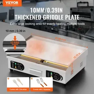 VEVOR Kommerzieller elektrischer Grill, 4000 W, flache Grillplatte für die Arbeitsplatte, einstellbare Temperatur von 122 °F bis 572 °F, 25,98 x 15,75 x 0,39 Zoll, Grillplatte aus Edelstahl mit 2 Schaufeln und 2 Bürsten für Zuhause oder das Restaurant VEVOR Kommerzieller elektrischer Grill, 4000 W, flache Grillplatte für die Arbeitsplatte, einstellbare Temperatur von 122 °F bis 572 °F, 25,98 x 15,75 x 0,39 Zoll, Grillplatte aus Edelstahl mit 2 Schaufeln und 2 Bürsten für Zuhause oder das Restaurant