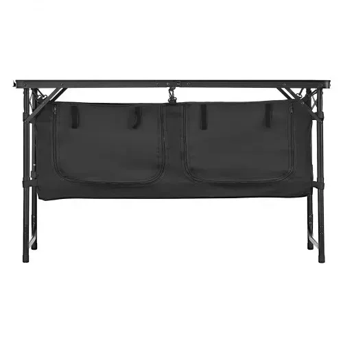 VEVOR Camping Küchentisch klappbarer Kochtisch Outdoor, 3-fach höhenverstellbar, tragbare Kochstation aus Aluminium mit Organizer & Tragegriff, für Grillpartys Picknicks Wohnmobilreisen Schwarz – Bild 9
