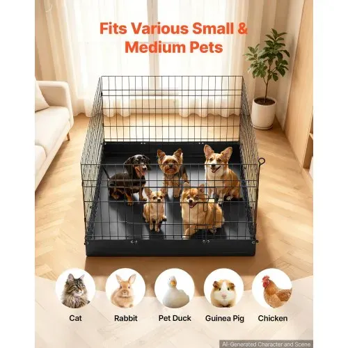 VEVOR Welpenauslauf Welpenlaufstall Hundeauslauf 61cm 4-tlg. mit Bodenmatte, Spielplatz für Kleine Hunde Katzen & Andere Kleintiere Faltbar Durch die Verschiedenen Formen Vielfältig Einsetzbar – Bild 4