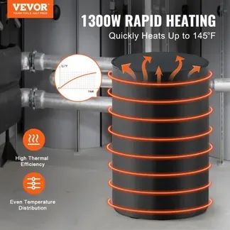 VEVOR 208L Fassheizung 1300W -17,78-62,78°C Einstellbar unabhängiges Thermostat VEVOR 208L Fassheizung 1300W -17,78-62,78°C Einstellbar unabhängiges Thermostat