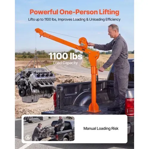 VEVOR Pickup Kran Manueller Ladekran Hebekran mit Handwinde 499kg Tragkraft, Kohlenstoffstahlkonstruktion, Klappbar, Teleskopausleger, 360° Drehkranz, Für Pick-up LKW Anhänger, Hebezeug für Baustelle VEVOR Pickup Kran Manueller Ladekran Hebekran mit Handwinde 499kg Tragkraft, Kohlenstoffstahlkonstruktion, Klappbar, Teleskopausleger, 360° Drehkranz, Für Pick-up LKW Anhänger, Hebezeug für Baustelle