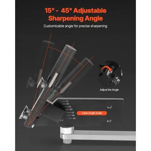 VEVOR Rasenmäher-Klingenschärfer & -ausgleicher, 15°-45° Messerschärfer für Rasenmäher mit 4 Adapterstiften, Kugellagern & 25 mm vergrößertem Griff, zur Verwendung mit Winkelschleifern – Bild 3