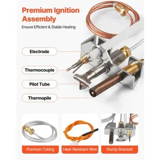 VEVOR Erdgas Pilotbrenner-Baugruppe, OE 4021-732, 25660 Kamin-Gaszündflamme, Ersatz für Erdgaszündung mit Zündrohr, Thermoelement, Thermosäule, Drähten, kompatibel mit Heatilator-Modellen VEVOR Erdgas Pilotbrenner-Baugruppe, OE 4021-732, 25660 Kamin-Gaszündflamme, Ersatz für Erdgaszündung mit Zündrohr, Thermoelement, Thermosäule, Drähten, kompatibel mit Heatilator-Modellen