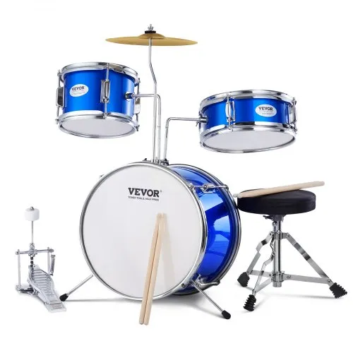 VEVOR Schlagzeugset, 3-teilig, Drum Set mit verstellbarem Thron-Becken-Pedal, zwei Paar Drumsticks, ca. 20 cm Tom Drum, 25 cm Snare Drum, 36 cm Bass Drum, Starter-Schlagzeugset für Kinder, blau VEVOR Schlagzeugset, 3-teilig, Drum Set mit verstellbarem Thron-Becken-Pedal, zwei Paar Drumsticks, ca. 20 cm Tom Drum, 25 cm Snare Drum, 36 cm Bass Drum, Starter-Schlagzeugset für Kinder, blau