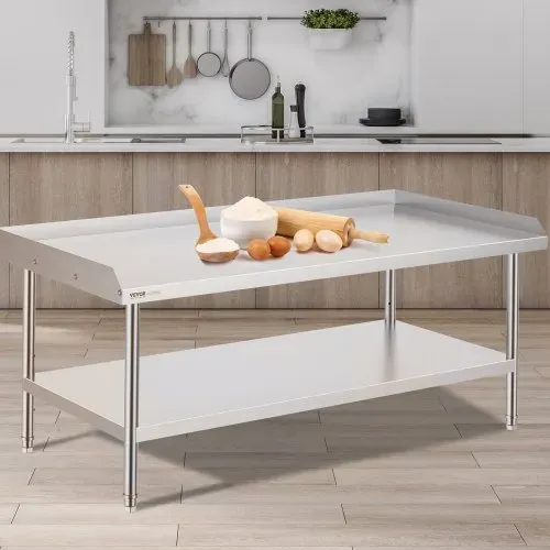 VEVOR Arbeitstisch Edelstahl, gewerblicher Arbeitstisch zur Lebensmittelzubereitung, 3-seitiger Spritzschutz, Arbeitstisch für Restaurants, Zuhause, Hotels 762 x 1524 x 660 mm – Bild 7