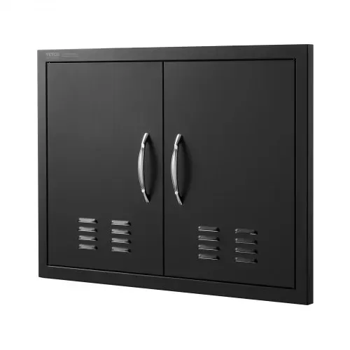 VEVOR Grill-Zugangstür, 762 x 533 x 46 mm, Doppelte Außenküchentür, Flächenbündig Montierte Kaltplattentür, Vertikale Wandtür mit Griffen und Lüftungsschlitzen, für Grillinsel, Grillstation usw. – Bild 9