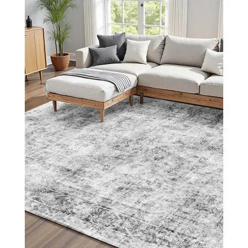 VEVOR Teppich, 1829×2743 mm Kurzflor, waschbarer Teppich, rutschfester Wohnzimmerteppich im Boho-Stil, Innenmatte für Schlafzimmer, Wohnzimmer, Kinderzimmer, Eingangsbereich, grau VEVOR Teppich, 1829×2743 mm Kurzflor, waschbarer Teppich, rutschfester Wohnzimmerteppich im Boho-Stil, Innenmatte für Schlafzimmer, Wohnzimmer, Kinderzimmer, Eingangsbereich, grau