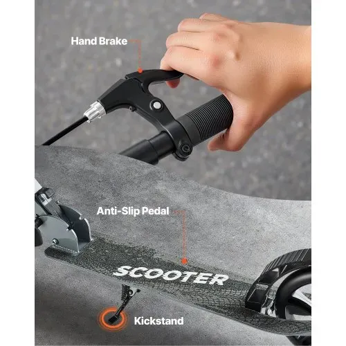 VEVOR Scooter (2 Räder) für Kinder ab 8 Jahren, Cityroller Kinderroller Straßenroller mit höhenverstellbarem Lenker & rutschfestem Deck & Handbremse, faltbarer Tretroller bis zu 100 kg, Grau – Bild 4
