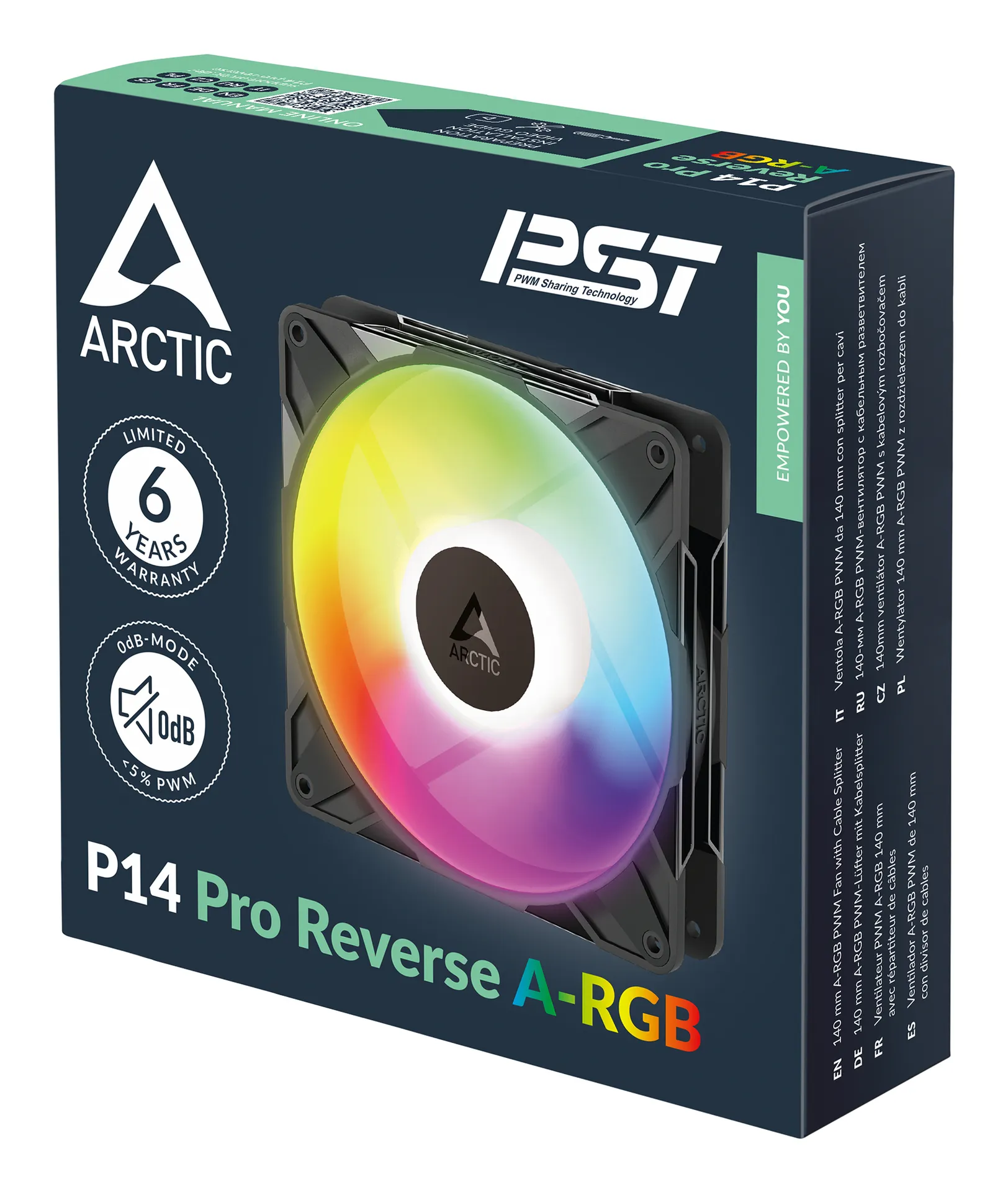ARCTIC Freezer P14 Pro Reverse A-RGB - 140 mm A-RGB PWM-Lüfter mit Kabelsplitter – Bild 6