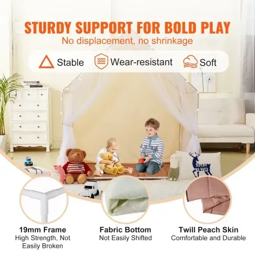 VEVOR Kinderspielzelt, Kinderzelt für Kinder von 1–5 Jahren, Kleinkinderzelt mit Matte und Zeltlampe, Zelt für Kinder mit Fenstern für drinnen und draußen, Jurtenzelt Beige 1 Tür 2 Fenster – Bild 2