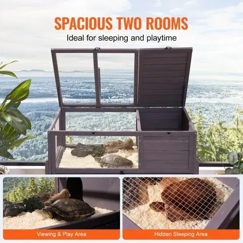 VEVOR Schildkrötenhabitat, Schildkrötenhaus aus Holz für drinnen und draußen, Schildkrötengehege auf Rollen mit Lichtständer, Reptiliengehege Kleintierkäfig mit Standbeinen, Rädern, für Gecko, Eidechse, Schlange – Bild 3