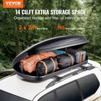 VEVOR Auto Dachbox Dachkoffer Aufbewahrungsbox 370 L, ABS-Hartschalen Dachgepäckträger Aufbewahrungsbox mit beidseitiger Öffnung und 2 verstärkten Gurten, Gepäckaufbewahrungsbox für SUVs VEVOR Auto Dachbox Dachkoffer Aufbewahrungsbox 370 L, ABS-Hartschalen Dachgepäckträger Aufbewahrungsbox mit beidseitiger Öffnung und 2 verstärkten Gurten, Gepäckaufbewahrungsbox für SUVs