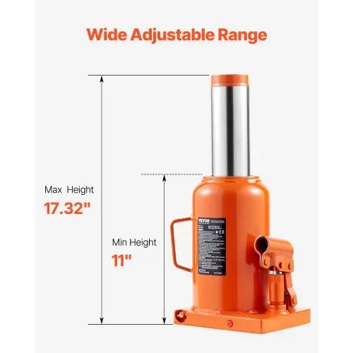 VEVOR hydraulischer Wagenheber, 50 t Stempelwagenheber Flaschenwagenheber mit 28-44 cm Hubbereich und 3-teiligem langem Griff, für Auto Pickup Lkw Wohnmobil Autoreparatur Industrietechnik – Bild 2
