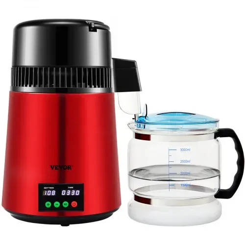VEVOR Wasser Destillierer 1L / H Haushalt Rotes Wasserdestilliergerät Destilliertes Wasser herstellen 750 W, Doppelter Bildschirm Edelstahl Distilleranlage mit Glaskanne Reinwasser destilieren – Bild 8