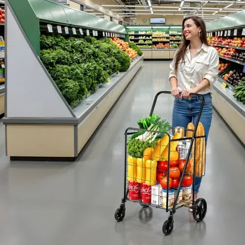 VEVOR Einkaufstrolley Einkaufswagen Klappbar 50 kg Belastbar, Einkaufsroller Handwagen Multifunktional , Shoppingtrolley Faltbar für Wäsche, Lebensmittel, Camping-Werkzeuge usw. – Bild 7