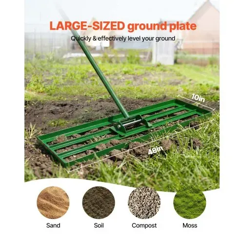 VEVOR Rasen Nivellierrechen 1215×252 mm, Rasenrakel mit 198 cm Langem Stahlstiel, Rasenglätter Inkl. Gartenhandschuhe, Rasennivelliergerät, Geeignet für Garten, Golfrasen & Landwirtschaft VEVOR Rasen Nivellierrechen 1215×252 mm, Rasenrakel mit 198 cm Langem Stahlstiel, Rasenglätter Inkl. Gartenhandschuhe, Rasennivelliergerät, Geeignet für Garten, Golfrasen & Landwirtschaft