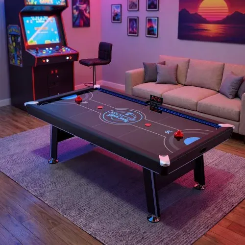 VEVOR Airhockeytisch 226 x 127 x 82 cm mit Elektronischem Punktesystem für Familienabende, Keller und Zuhause, Gleichmäßige Luftzirkulation, LED-Beleuchtung, Eckenschutz und Verstellbare Füße – Bild 7