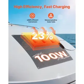 VEVOR Solarmodul Monokristallin, 100W Halbflexibles Solarpanel, Off-Grid-Ladegerät mit MC4-Ausgang, IP67 wasserdicht, Balkonkraftwerk für Boote, RVs, Autos, Kabinen & gebogene Oberflächen VEVOR Solarmodul Monokristallin, 100W Halbflexibles Solarpanel, Off-Grid-Ladegerät mit MC4-Ausgang, IP67 wasserdicht, Balkonkraftwerk für Boote, RVs, Autos, Kabinen & gebogene Oberflächen