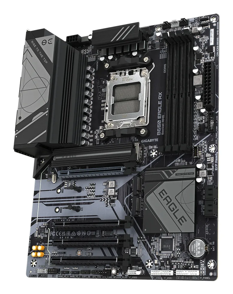 GIGABYTE B650 EAGLE AX Mainboard - AMD Ryzen 9000er-Serie, 12+2+2 Phasen VRM, bis zu 7600 MHz DDR5 (OC), 1xPCIe 5.0 + 2xPCIe 4.0 M.2, GbE LAN, WIFI 6E, USB 3.2 Gen 2 – Bild 4