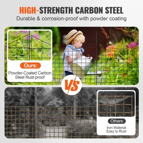 VEVOR 5er-Set Dekorativer Gartenzaun 75x93cm Metallzaun aus Kohlenstoffstahl Steckzaun 6,38cm Spike-Abstand Hundezaun Gitterzaun Beetzaun Zaun Metall Zaunelementen inkl. Befestigungsmaterial – Bild 3