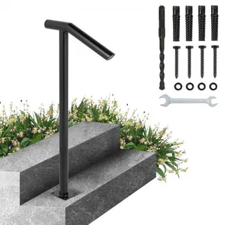 VEVOR Handlauf 95CM Höhe Schmiedeeisenhandlauf Belastbarkeit 91KG Rundrohr, Eingangsgeländer Formschön Schwarz Zwei-Treppen Treppengeländer Edelstahl Geländer für Außentreppen VEVOR Handlauf 95CM Höhe Schmiedeeisenhandlauf Belastbarkeit 91KG Rundrohr, Eingangsgeländer Formschön Schwarz Zwei-Treppen Treppengeländer Edelstahl Geländer für Außentreppen