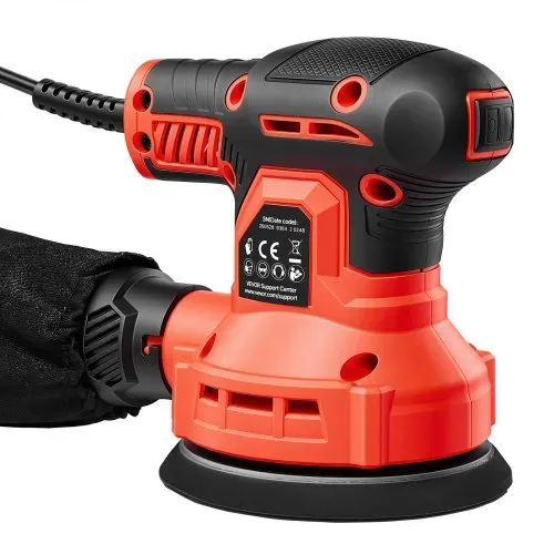 VEVOR 250W Exzenterschleifer 127mm Elektrisches Schleifgerät Holzschleifer, 6000-12000U/min, 6 Stufige Drehzahlregelung, 16 Schleifpapiere, Staubbeutel, 3m Netzkabel, Handschleifer für Holzbearbeitung – Bild 10